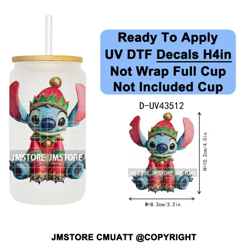 Winter Cartoon Christmas Holiday UV DTF Transfer Stickers Decals Ready To Apply Good Quality Logo For Libbey Cold Cup Mug Bottle