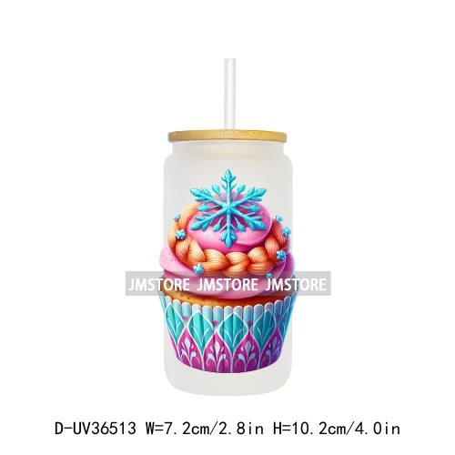 Cartoon Cupcake Sweet Treats UV DTF Transfer Stickers Decals Ready To Apply Waterproof For 16OZ Libbey Glass Can Cups Tumbler