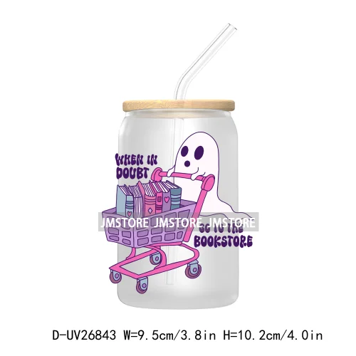 Spooky Halloween Book Club 16OZ UV DTF Cup Wrap Transfer Stickers Custom Labels Waterproof Logo For Libbey Glass Can Fall Season