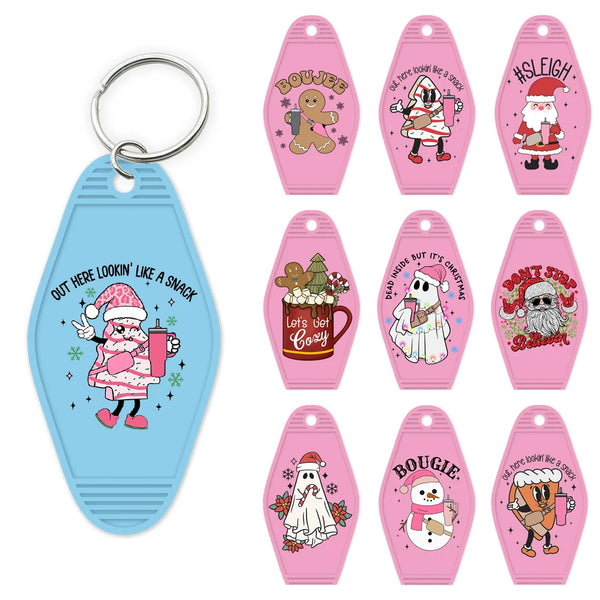 Christmas Boojee Snowman Stanley Tumbler Belt Bag High Quality WaterProof UV DTF Sticker For Motel Hotel Keychain Santa Claus