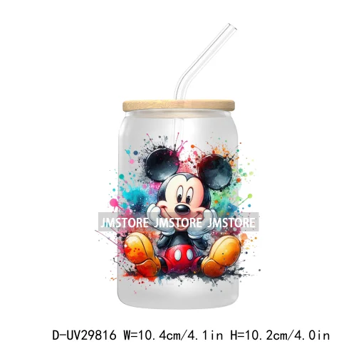 New Trendy Cartoon Mouse Couple Watercolor UV DTF Transfer Sticker Decals For Libbey Cold Cups Mugs Tumbler Animal Kingdom Vibes