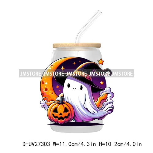 Spooky Ghost Halloween Autumn Pumpkin Season UV DTF Transfer Stickers Decals For Libbey Cold Cups Mugs Tumbler Black Cats Boo