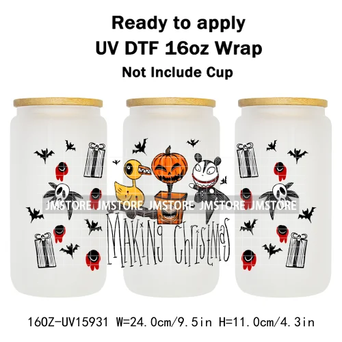Halloween Horror Characters Scary Movie Killers 16OZ UV DTF Cup Wraps Ready To Apply Transfer Stickers For Libbey Glass Can Mugs