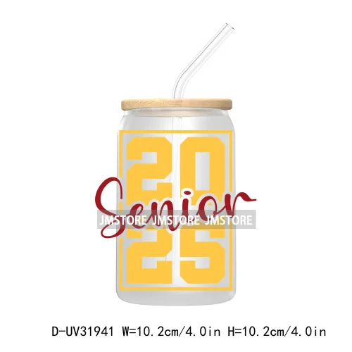 Senior 2025 College Grad UV Sticker Decals For Libbey Cold Cups Mugs Tumbler Transfer Stickers Waterproof Labels Graduation Cap