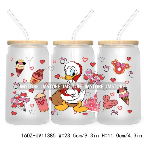 Christmas Cartoon Friends Holiday Season 16OZ UV Cup Wrap DTF Transfer Stickers For Libbey Glass Can Cup Tumbler Waterproof Logo