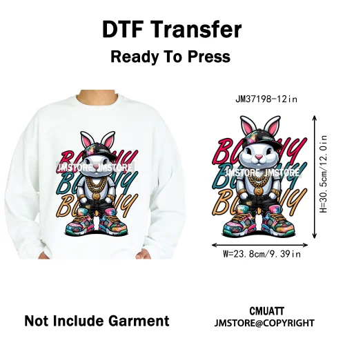 12in Street Snarl Savage Animal King Graffiti Urban Bear Bunny Cat Dog Iron on DTF Transfers Stickers Ready to Press for Clothes