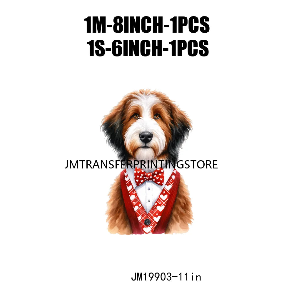 Puppy Valentine's Day Animal Love Cute Dog Heat Press Iron On DTF Heat Transfers Stickers Ready To Press For Shirts