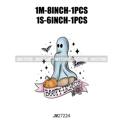 Cartoon Halloween Season Let's Go Ghouls Burn Sage Not Witches Spooky Vibes DTF Iron On Heat Press Transfer Stickers For Clothes