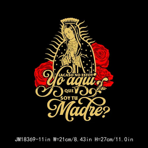 San Judas Tadeo Mexican Latin Culture Washable Decals Madre Mia Our Lady of Guadalupe DTF Transfers Stickers For Clothes Bags