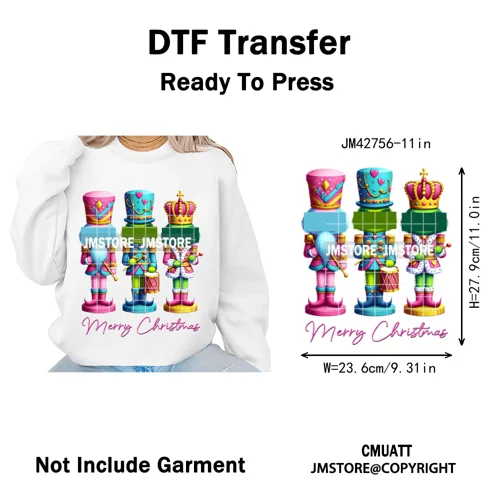 Merry Christmas Holly Jolly Coquette Tree Cartoon Movie Vibes Iron on DTF Washable Transfer Stickers Ready to Press for Textiles