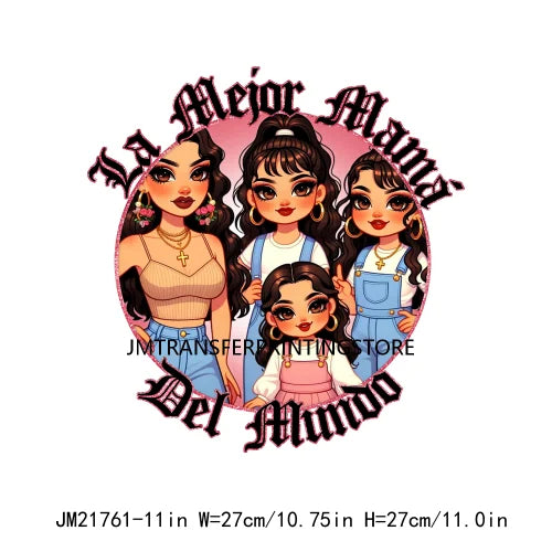 Latina Mexican Chingona Chicana Mom Sayings Hay Comida En La Cas Porque Soy Tu Madre Y Punto DTF Transfer Stickers For Hoodies