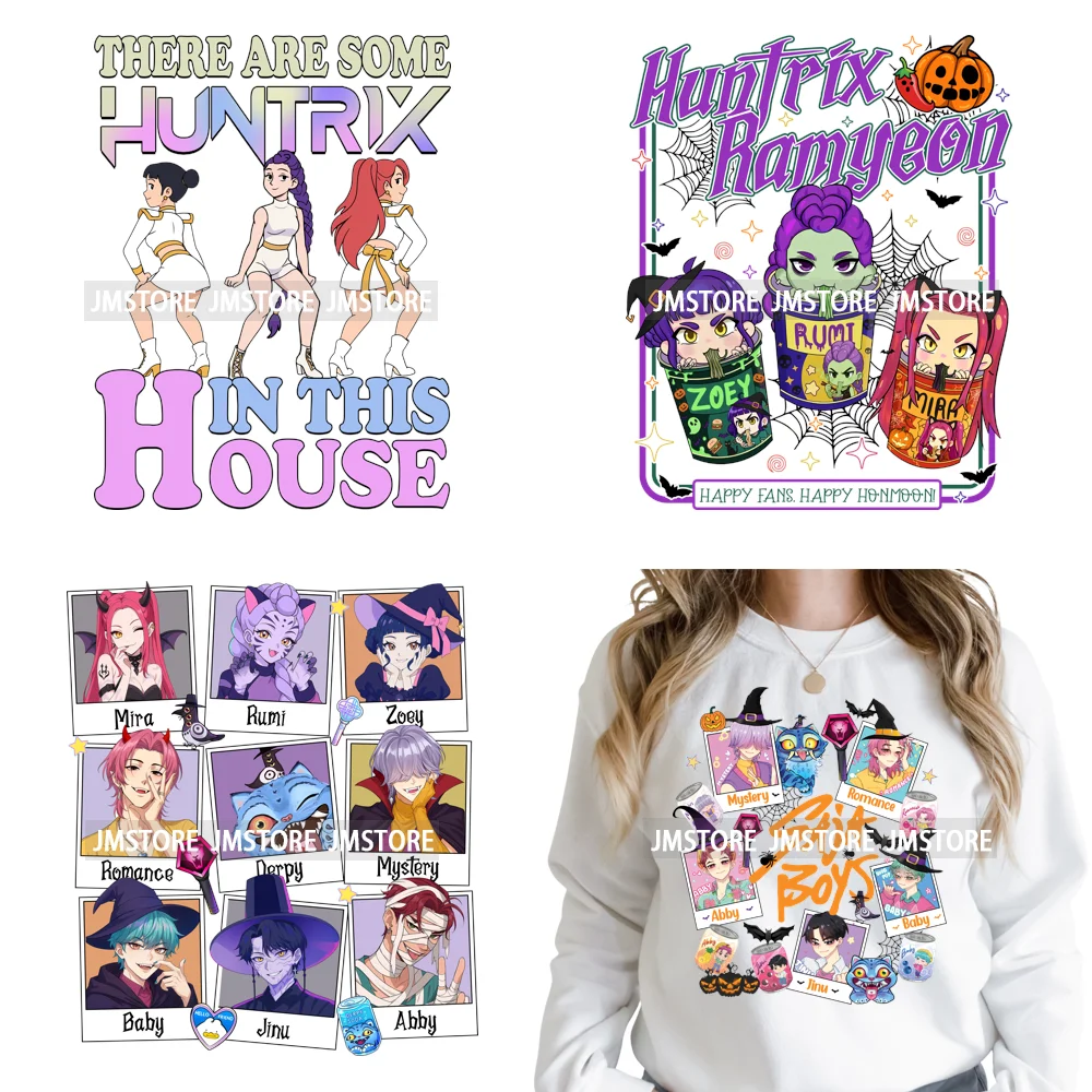 Cartoon Kpop Spooky Boys Girls In This House Era Halloween Iron on DTF Washable Transfers Stickers Ready to Press for Clothes