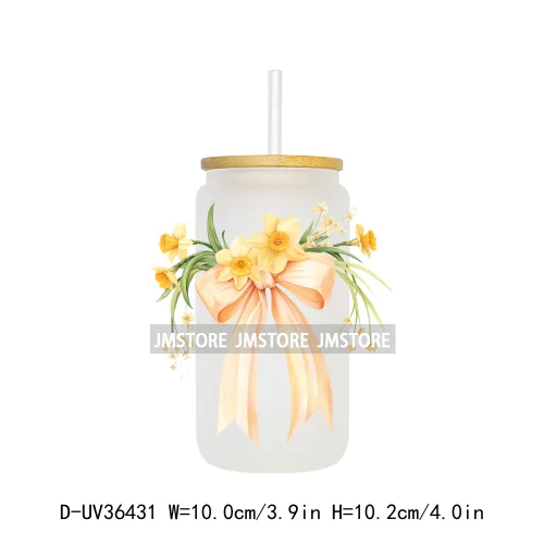Colorful Bow Ribbon Bridal Birthday UV Sticker Decals For Libbey Cold Cups Mugs Tumbler Transfer Stickers Waterproof DIY Prints
