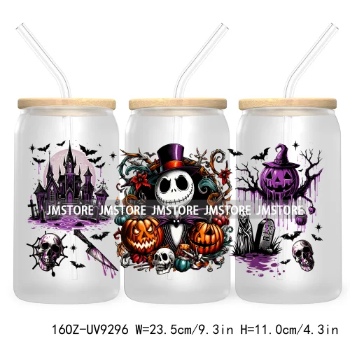 Scary Movies Halloween 16OZ UV DTF Cup Wrap Transfer Stickers Custom Labels Waterproof Logo For Libbey Glass Can Spooky Season