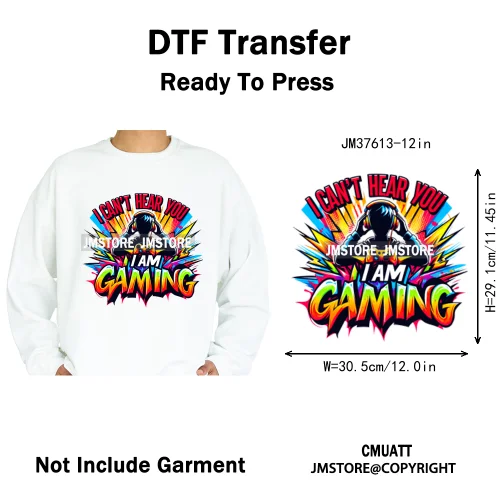 12in Old School Rap Hip Hop Music King Gaming Urban Vibes Graffiti Iron on DTF Heat Transfer Stickers Ready to Press for T-shirt