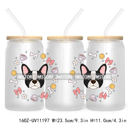 Dog Mom Mama 16OZ UV DTF Cup Wrap Transfer Stickers Custom Labels Durable Waterproof Logo For Libbey Glass Can Seamless Dog Paw