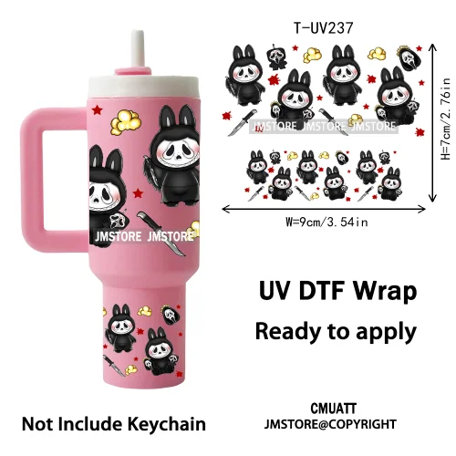 Coquette Bow Cartoon Monsters UV DTF Custom Prints Ready To Apply Transfer Stickers Waterproof Wraps For Mini Tumbler Keychain