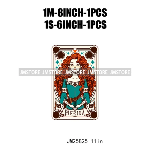 Cute Cartoon Animal Princess Characters Halloween Tarot Cards DTF Iron On Transfers Stickers Ready To Press For T-shirt Bags