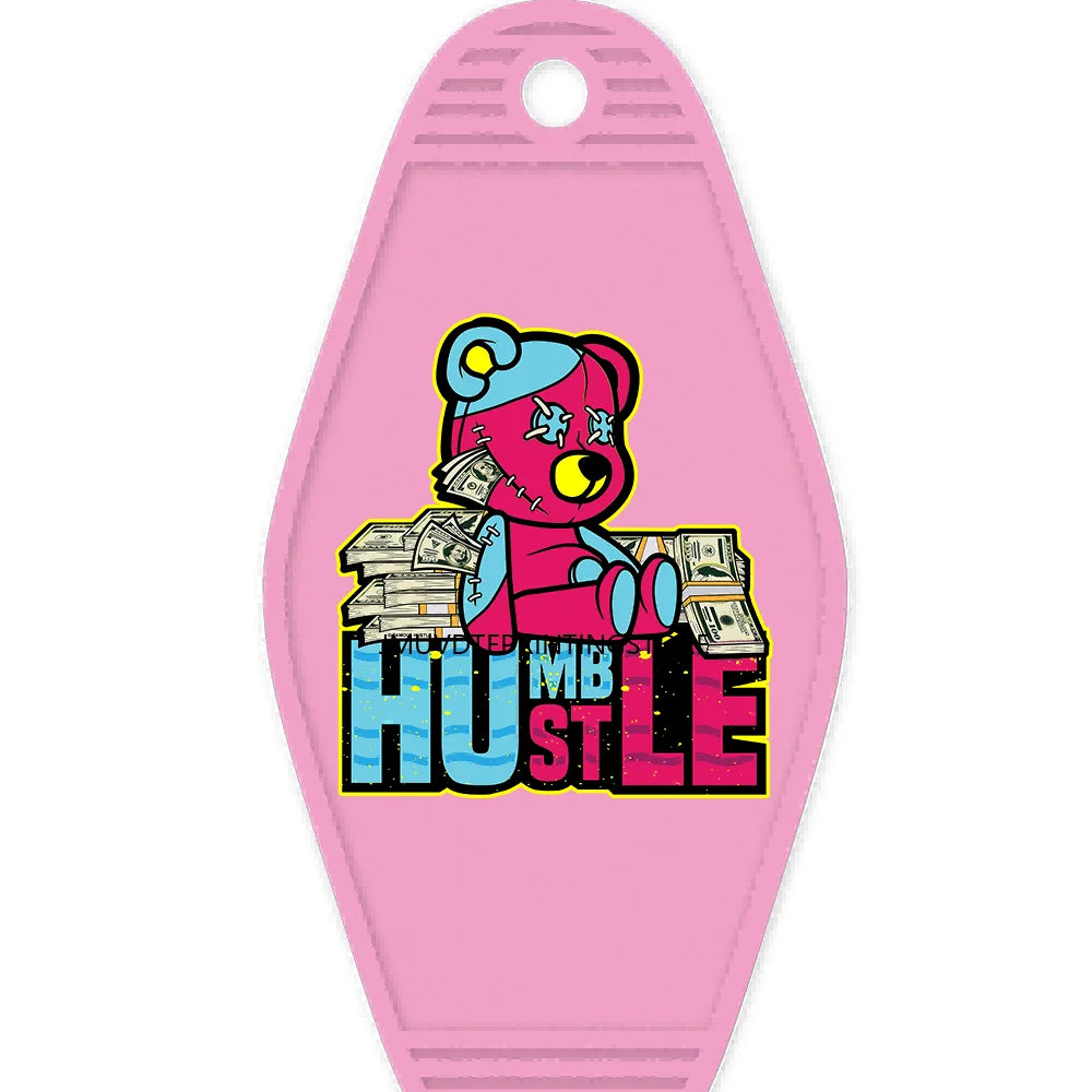 Focus On The Hustle Bear High Quality WaterProof UV DTF Sticker For Motel Hotel Keychain More Money Less Friends