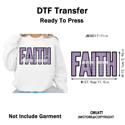 Inspirational God Faith Quotes Good Vibes Blessed Logos Iron on DTF Washable Transfers Stickers Ready to Press for T-shirts Bags