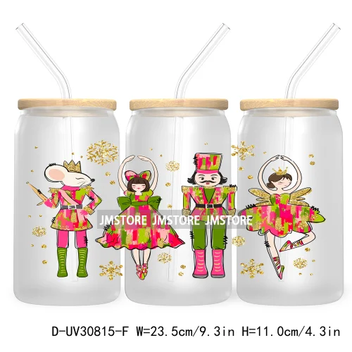 Merry Christmas Howdy Gingerbread 16OZ UV Cup Wrap DTF Transfer Stickers For Libbey Glass Can Cups Tumbler God Jesus Chris Xmas