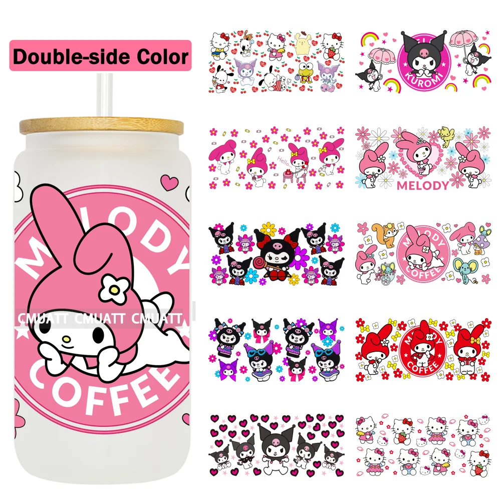 Double Side Color 16OZ UV DTF Cup Wraps Sticker For Glass 3D Waterproof Can  Libbey Glass Eco-Friendly High-Resolution Printing