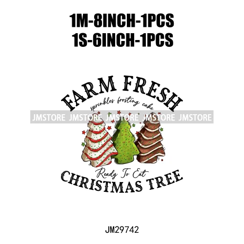 Small Town Fram Fresh Tree Christmas Merry Vibes Ho Ho Ho Santa Deer Iron On DTF Transfers Stickers Ready To Press For Hoodies