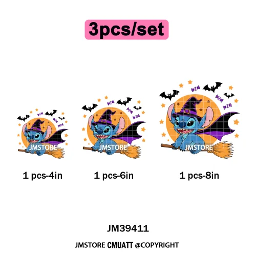 Spooky Vibes Horror Trick Or Treat Cartoon Animal Pumpkin Bats Iron on DTF Washable Transfers Sticker Ready to Press for Hoodies