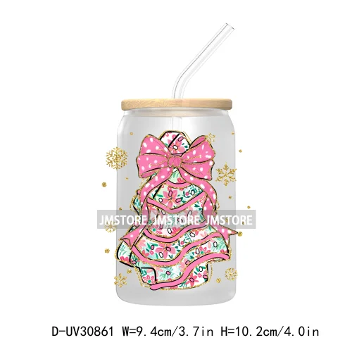 Christmas Pencil Tree Gift For Teacher UV DTF Transfer Stickers Decals For Libbey Cold Cups Mugs Tumbler Waterproof Coquette Bow