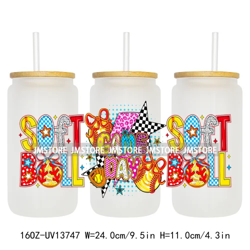 Coquette Baseball Mama Game Day 16OZ UV DTF Cup Wraps Ready To Apply Waterproof Transfer Stickers For Libbey Glass Can Tumbler