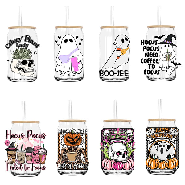 Hocus Pocus Spooky Halloween Skull UV DTF Transfers Stickers Decals For Libbey Cold Cups Mugs Tumbler Waterproof DIY Craft