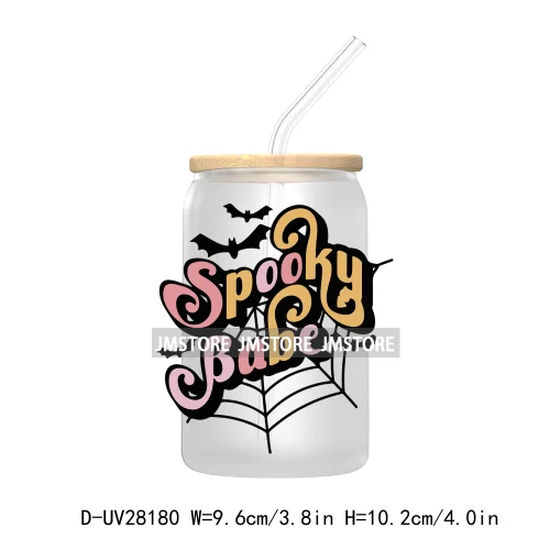 Spooky Ghost Boo Halloween Tis The Season UV DTF Transfer Stickers Decals For Libbey Cold Cup Mugs Tumbler Waterproof Book Ghoul