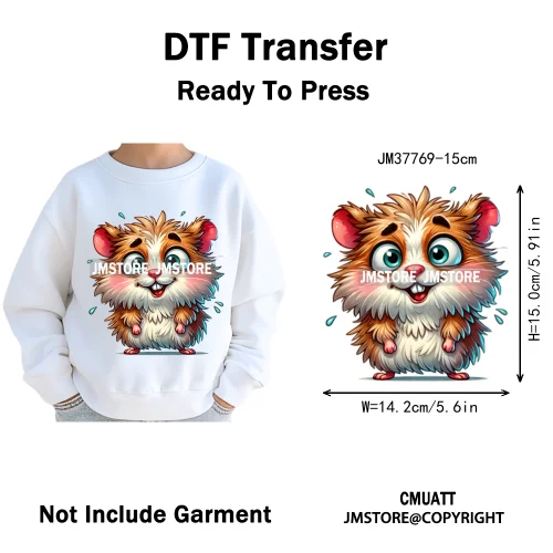 15cm 5.9in Kids Quirky Safari Cartoon Animal Iron On Transfers Stickers For Clothing DTF Printed Appliques Washable T-Shirts