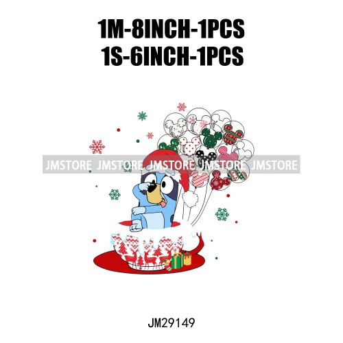 Cute Cartoon Blue Dog Family Character Merry Christmas Vibes Decals Iron On DTF Transfers Stickers Ready To Press For Sweatshirt