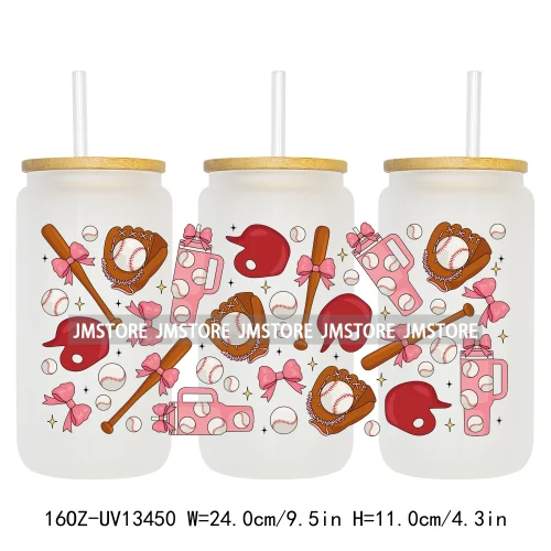Coquette Baseball Mom Sports UV DTF Stickers Ready to Transfer Cup Wrap Custom Label DIY Craft For Libbey Can Glass Tumbler Mug