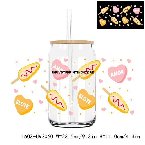 Mexican Valentina Pan Dulce Lollipop UV DTF Sticker For 16OZ Libbey Glass Cup Can Wrap Transfer Sticker Custom Labels DIY Logo