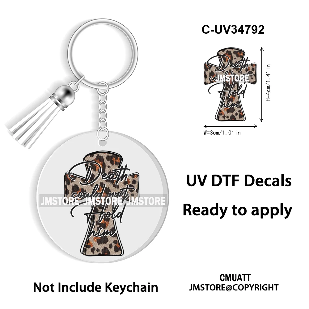 The Lord Is My Shepherd Christian Religious Easter Bible Verse Faith UV DTF Stickers For Round Circle Acrylic Keychain Keyring