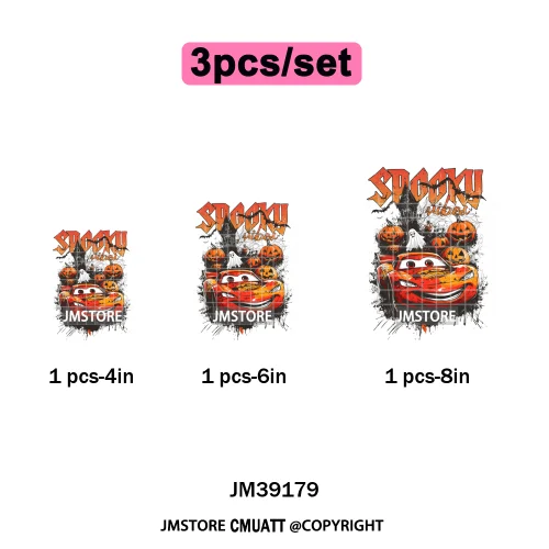 Spooky Season Pumpkin Trick or Treat Cartoon Halloween Iron on DTF Washable Heat Transfers Stickers Ready to Press for Clothing