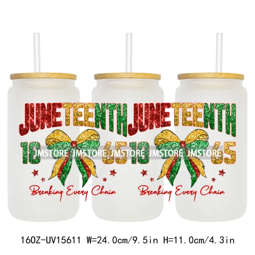 Juneteenth Vibes Sneaker And Heel Afro Woman 16OZ UV DTF Cup Wraps Ready To Apply Transfer Stickers For Libbey Glass Can Tumbler