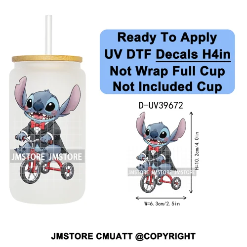 Halloween Cartoon Characters UV DTF Transfer Stickers Decals Ready To Apply Waterproof For 16OZ Libbey Glass Can Cups Tumbler