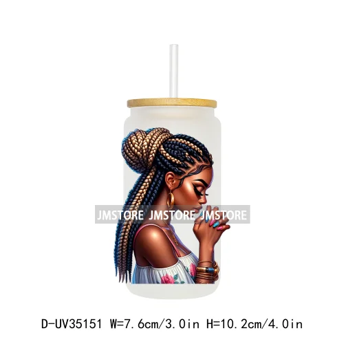 Black Girl Praying Faith Religious Woman UV Sticker Decals For Libbey Cold Cups Mugs Tumbler Transfer Stickers Waterproof Prints