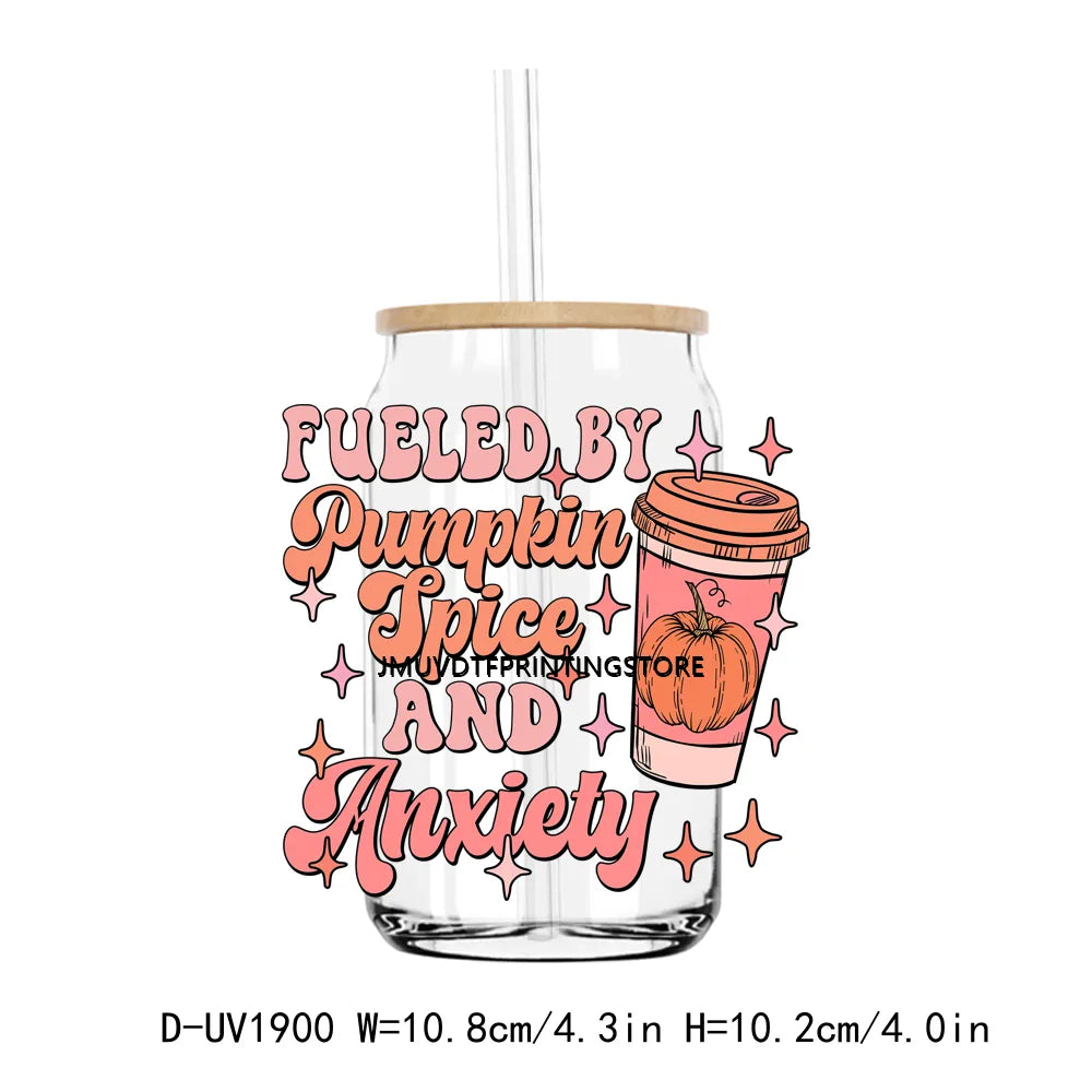 Cozy Pumpkin Sesaon Fall Vibes Leaves UV DTF Transfers Stickers Decals For Libbey Cold Cups Mugs Tumbler Waterproof DIY Craft