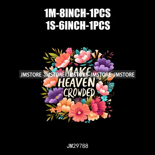 Floral Christian Jesus Praise God Religious Bible Verse Motivational Quotes Iron On DTF Heat Press Transfer Stickers For Clothes