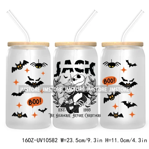 Horror Princess Halloween 16OZ UV DTF Cup Wrap Transfer Stickers Movie Killers Custom Labels For Libbey Glass Can Trick Or Treat