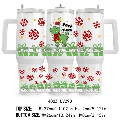 Tis The Season Christmas Tree Candy Cane UV DTF Tumbler Wrap Transfer Stickers Custom Label 40OZ Wraps Jesus Christian Christmas