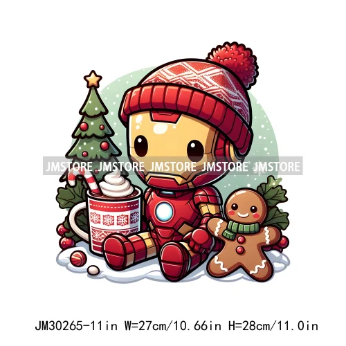 Christmas Cartoon Animal Characters Snow Holiday Santa Tree Gifts Iron On DTF Transfers Stickers Ready To Press For Sweatshirts
