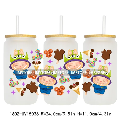 Trendy Coquette Bow Cartoon Doll Monsters 16OZ UV DTF Cup Wraps Ready To Apply Waterproof Transfer Stickers For Libbey Glass Can