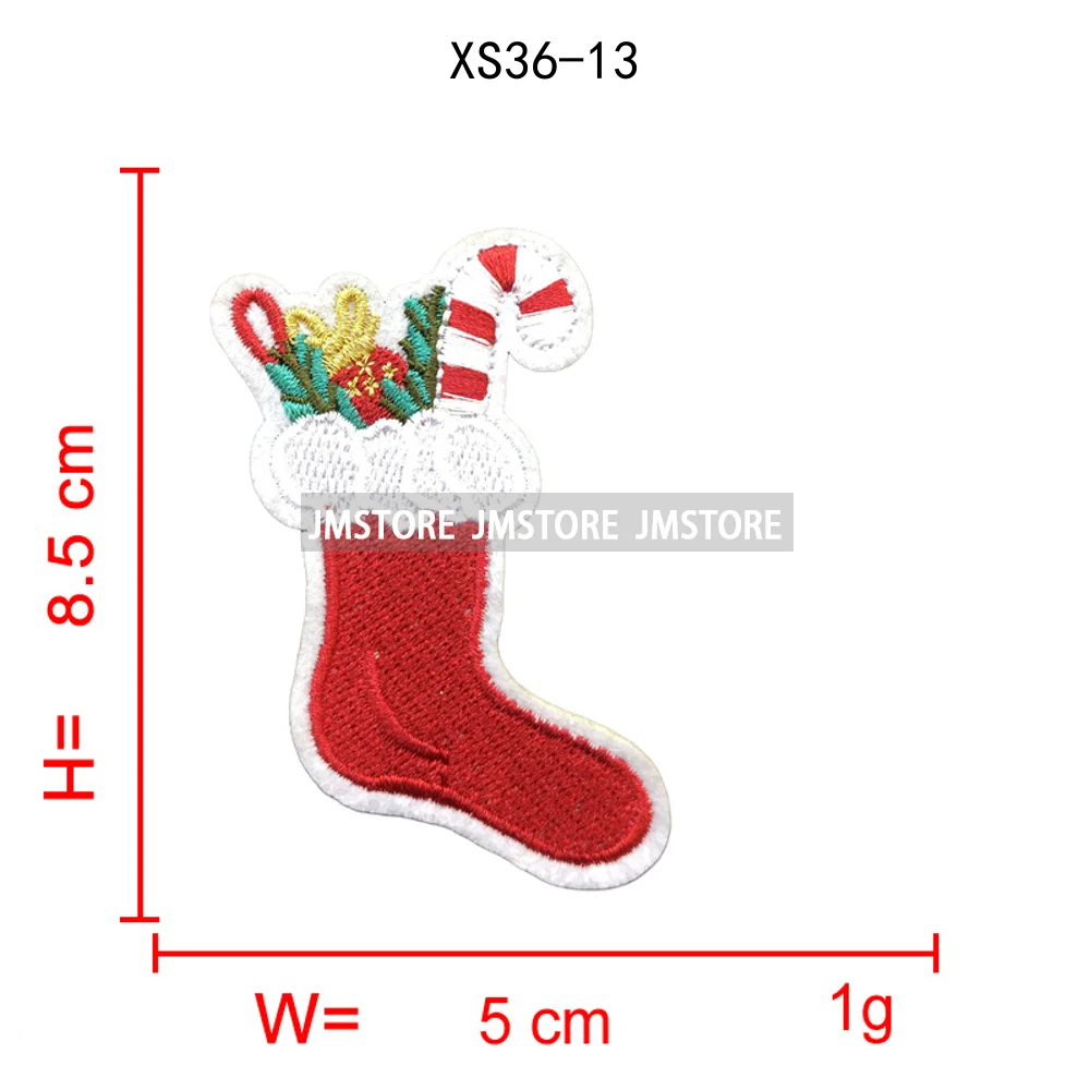 Merry Christmas Ho Ho Ho Santa Candy Canes Celebrate Festive Embroidery Appliques Iron on Sequins Patches for Sweatshirt Bags