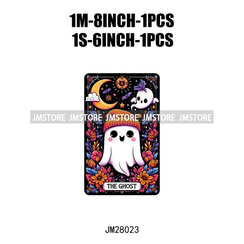 Custom Spooky Season Ghost Cycopath Skull Halloween Tarot Card DTF Iron On Heat Press Transfer Stickers Printing For Hoodies