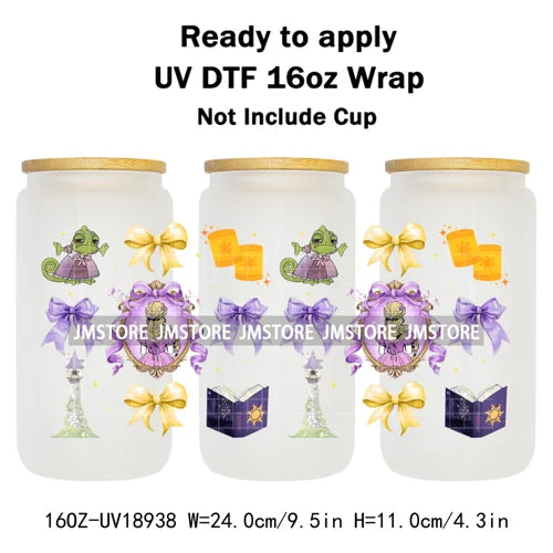 Bundle Princess Magical Mirror Bow UV DTF Stickers Ready To Apply Cup Wrap Durable Custom Prints DIY Craft For Libbey Can Glass